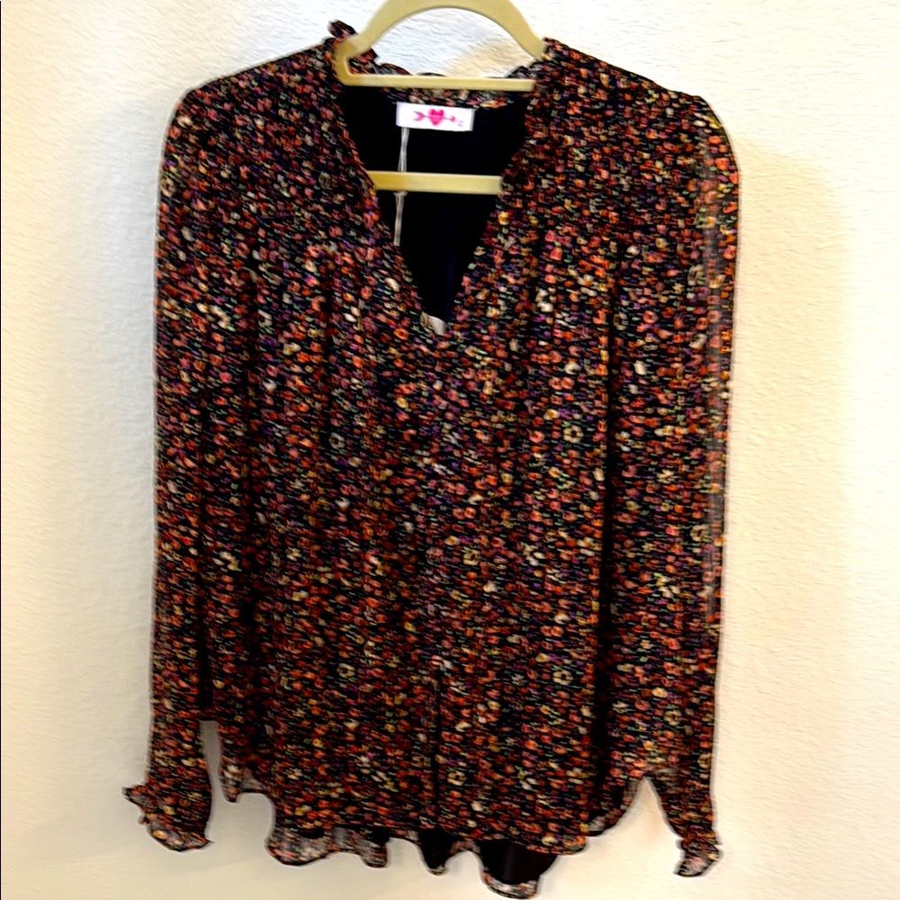 BuddyLove black floral long sleeve blouse